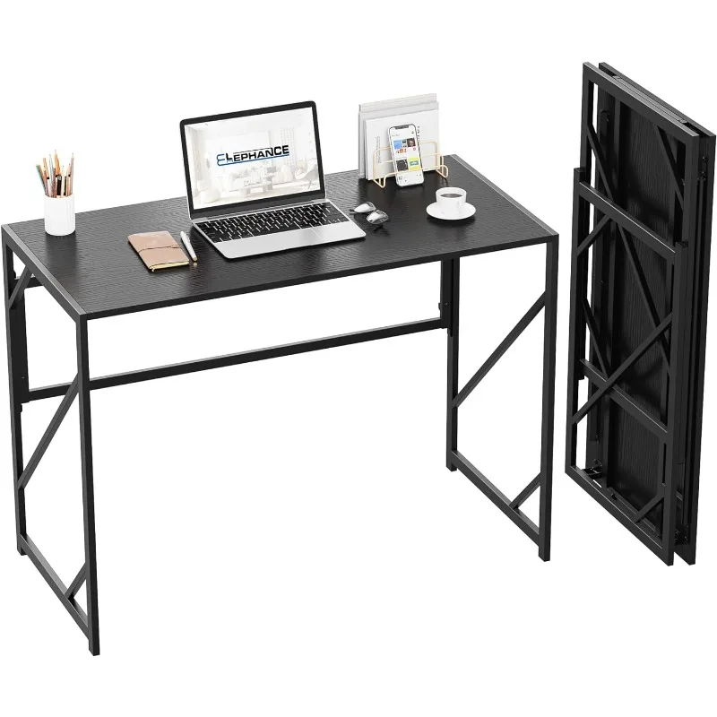 

Folding Desk Writing Computer Desk for Home Office, No-Assembly Study Office Desk Foldable Table for Small Spaces