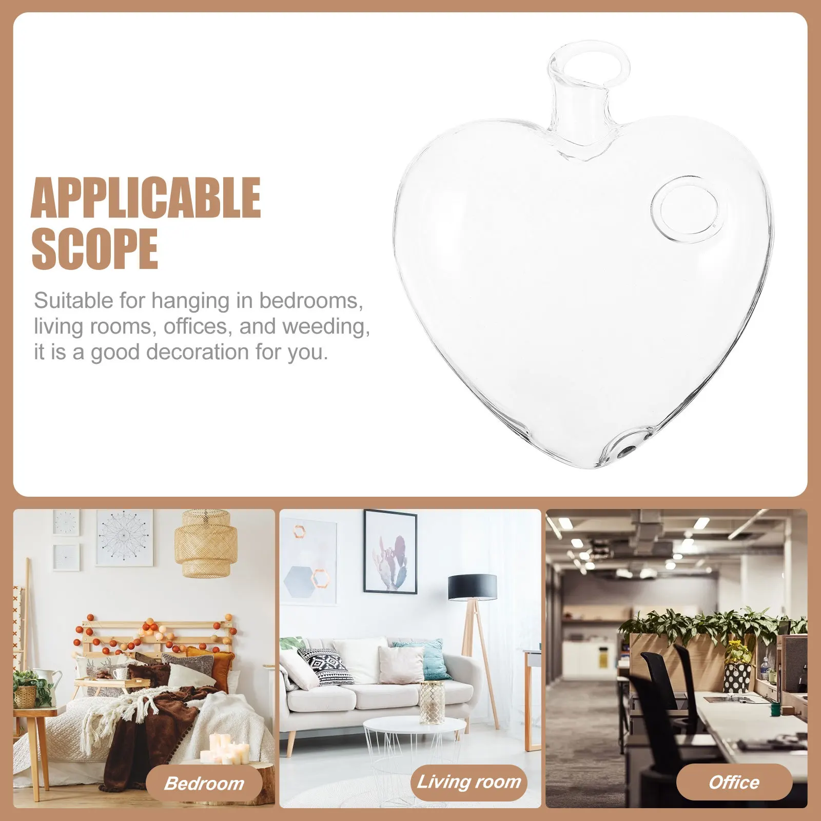 

Hanging Heart Flower Container Borosilicate Hydroponics Vase Water Planting Vase Home Decor Glass Flower Container