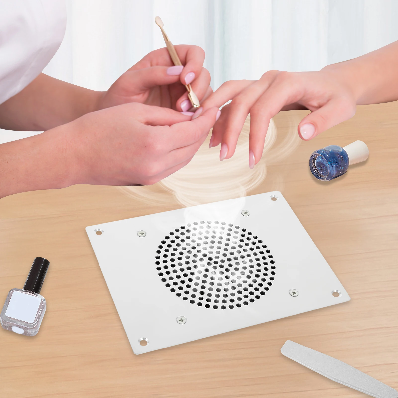 Aspirateur intégré blanc 220V 6W, nettoyeur de poussière d'ongles de bureau, Table, collecteur de poussière d'ongles pour Nail Art