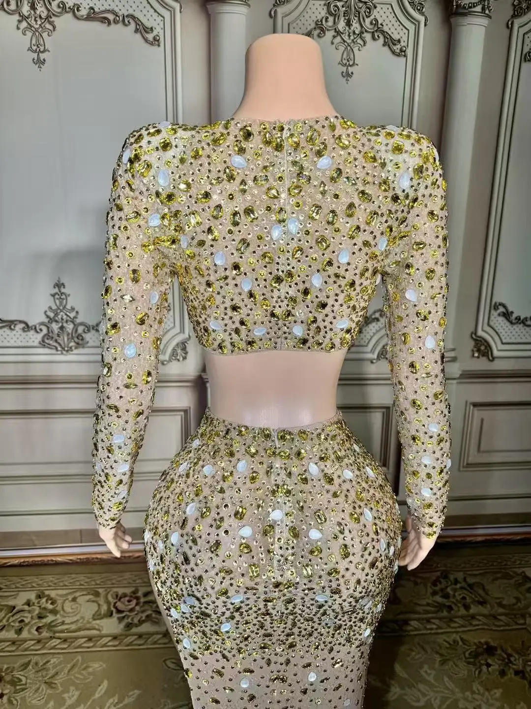 Sexy Party Dress Hollow Out Sleeveless Prom Gowns Pageant Dinner Night Wear for Women High Slit Performance Costumes