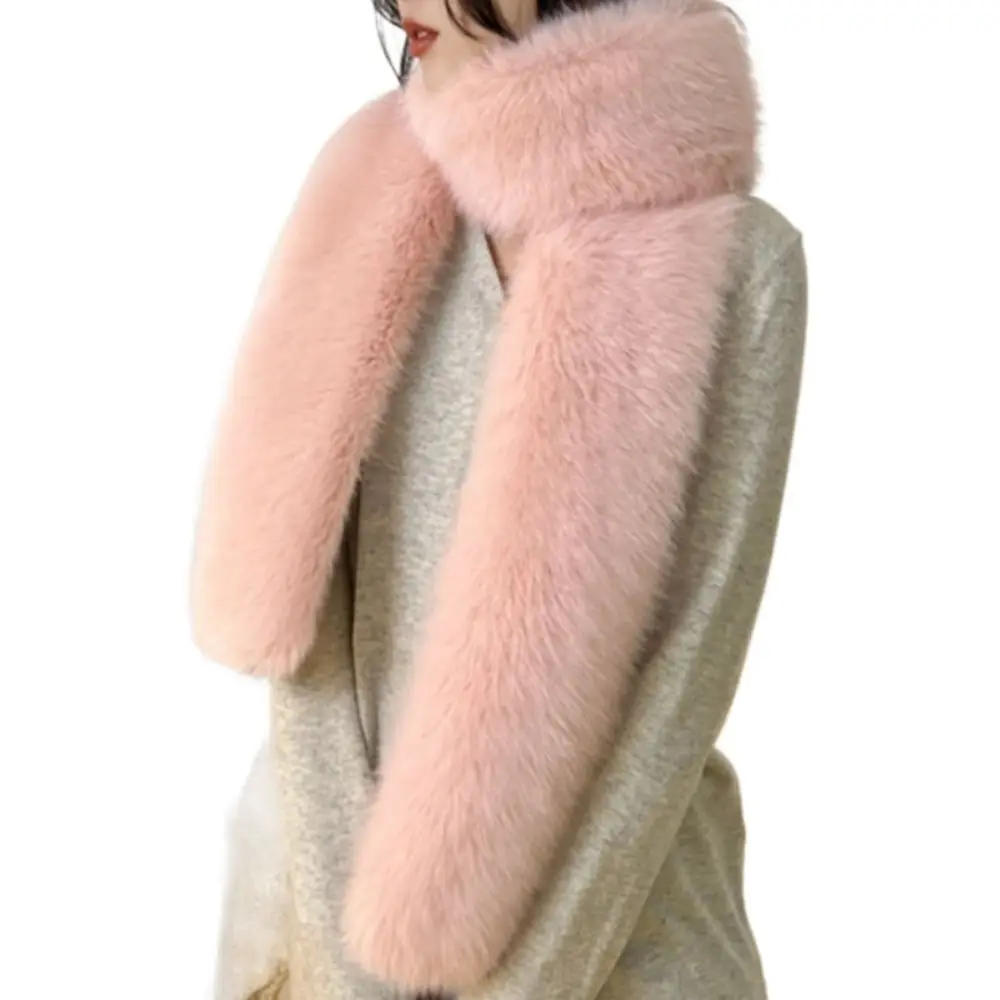 Fashionable 180cm Fake Fur Long Scarf Soft Thick Long Strip Scarf Fur Decor Winter Fluffy Scarf Outdoor