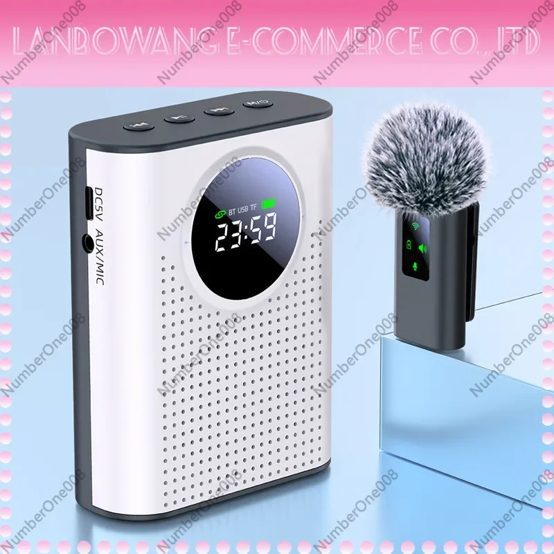 Portable Wireless Speaker Personal PA System with Lavalier Mic Rechargeable Anti-Howling Amplifier for Teacher Tour Guide