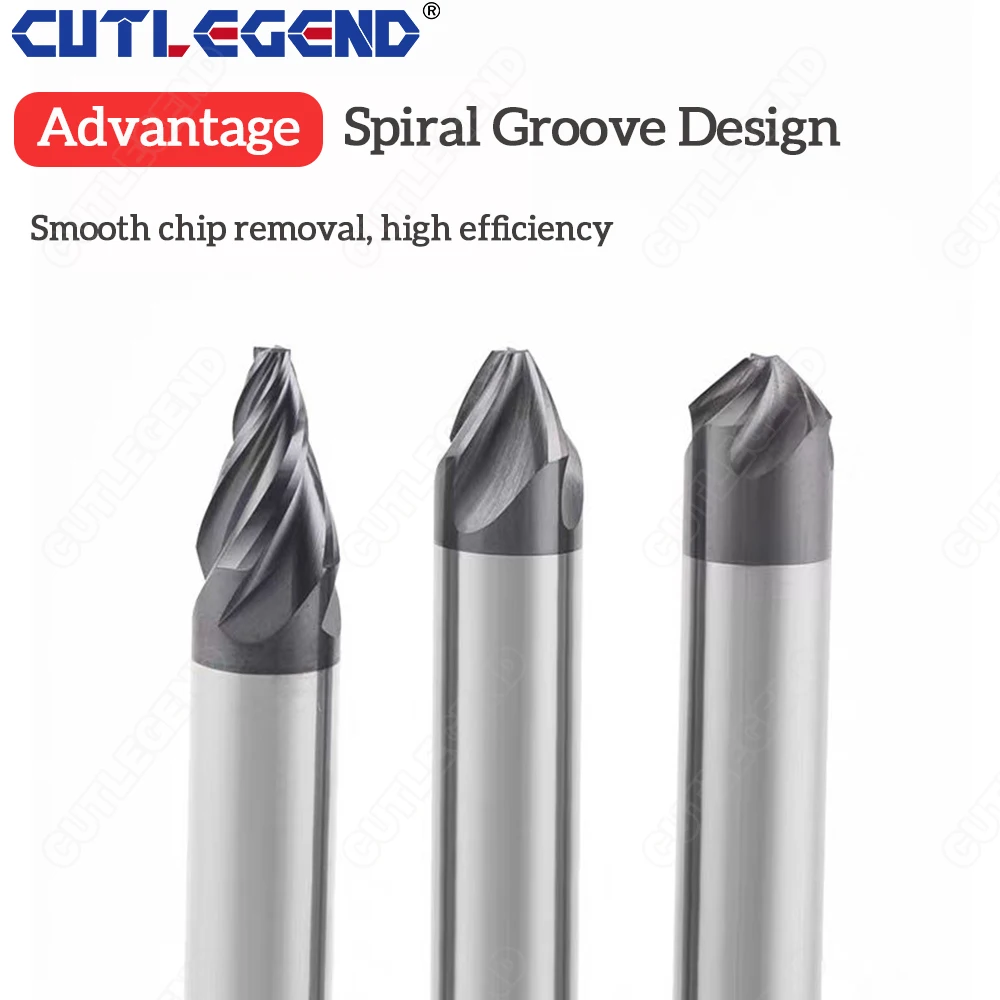 HRC60 Chamfer Milling Cutter 90 Degree 4 Flutes Carbide Corner Countersink Chamfering Mill Deburring 4 6mm Edges V Groove Router