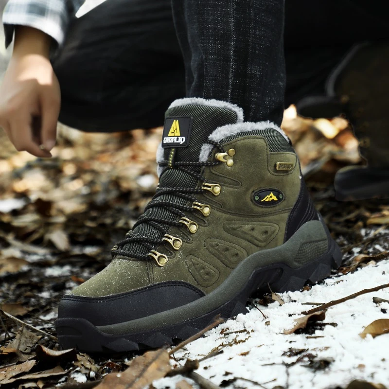 

Походные ботинки большого размера 39–48, брендовые зимние мужские ботинки, водонепроницаемые уличные треккинговые ботильоны, нескользящая мужская повседневная рабочая обувь