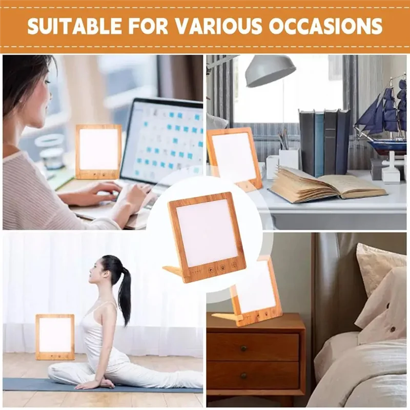 N08R Fluorescent Desk Lamp 10000 Lux Bedside Light Lamp UV-Free LED Simulated Sunlight Touch Control With Support Stand