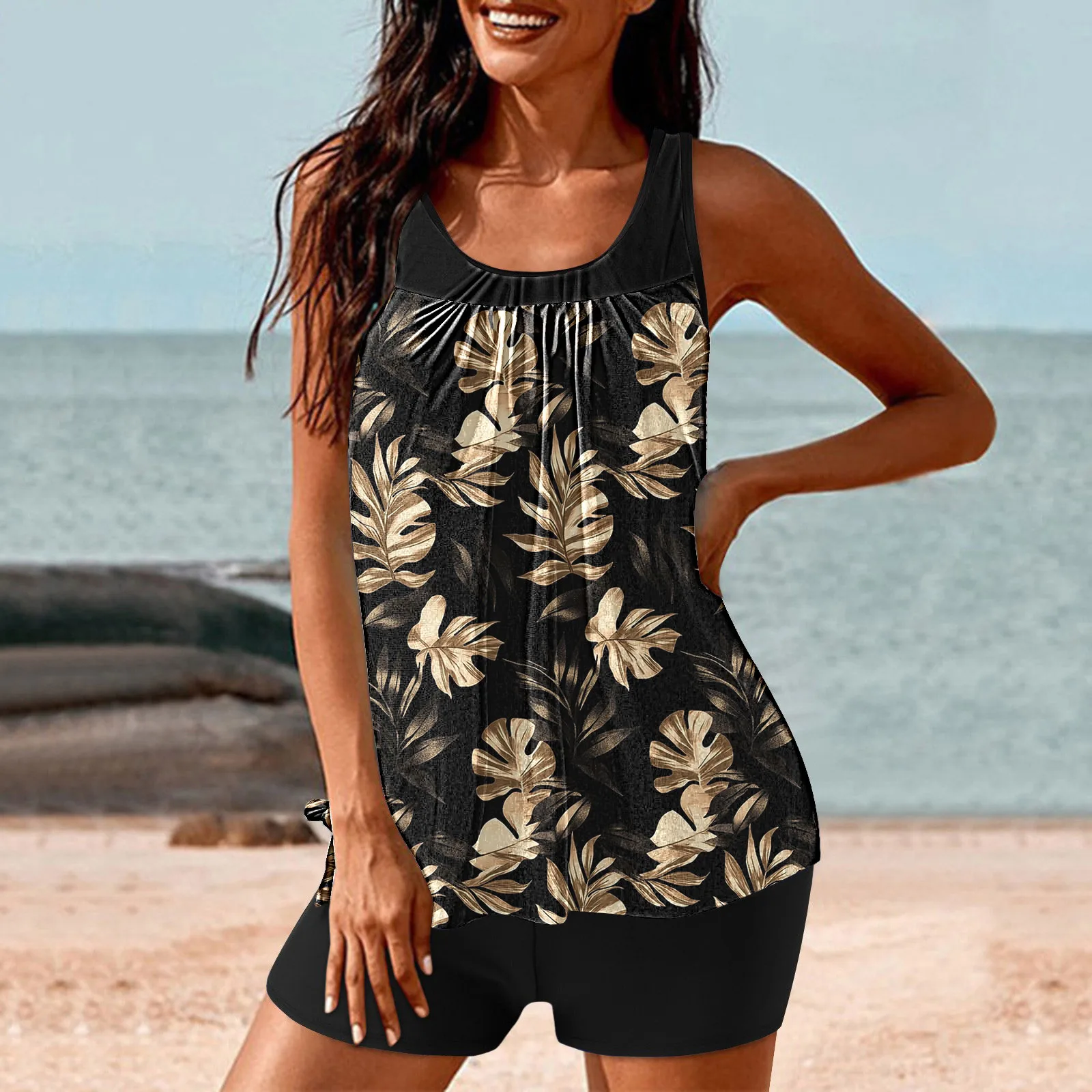 2026 الأزهار Tankini قطعتين Pinted ملابس السباحة النساء خمر ملابس السباحة الإناث الاستحمام السباحة لباس سباحة بحر