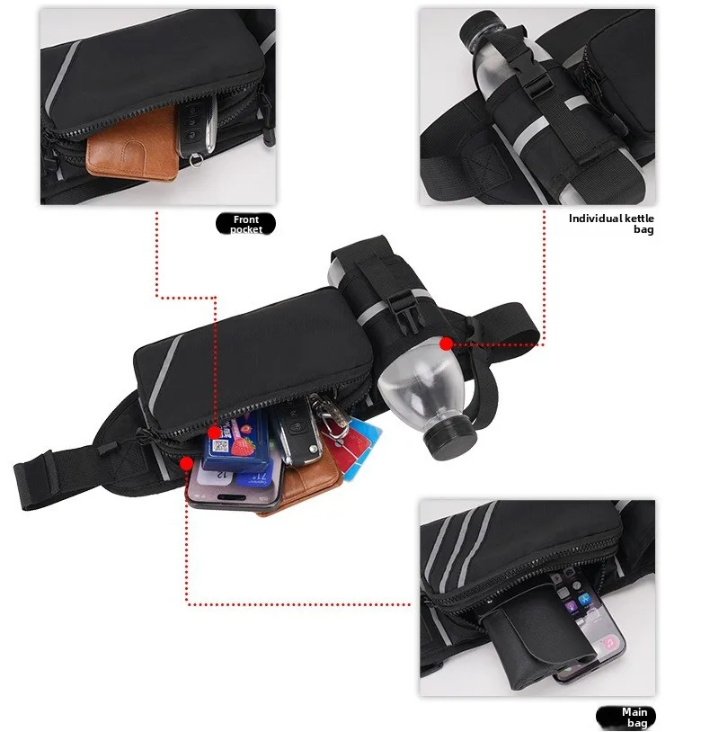 New Fashionable Men's Waist Bag, Outdoor Sports Mobile Phone Waist Bag, Multi-functional and Durable Water Bottle Crossbody Bag