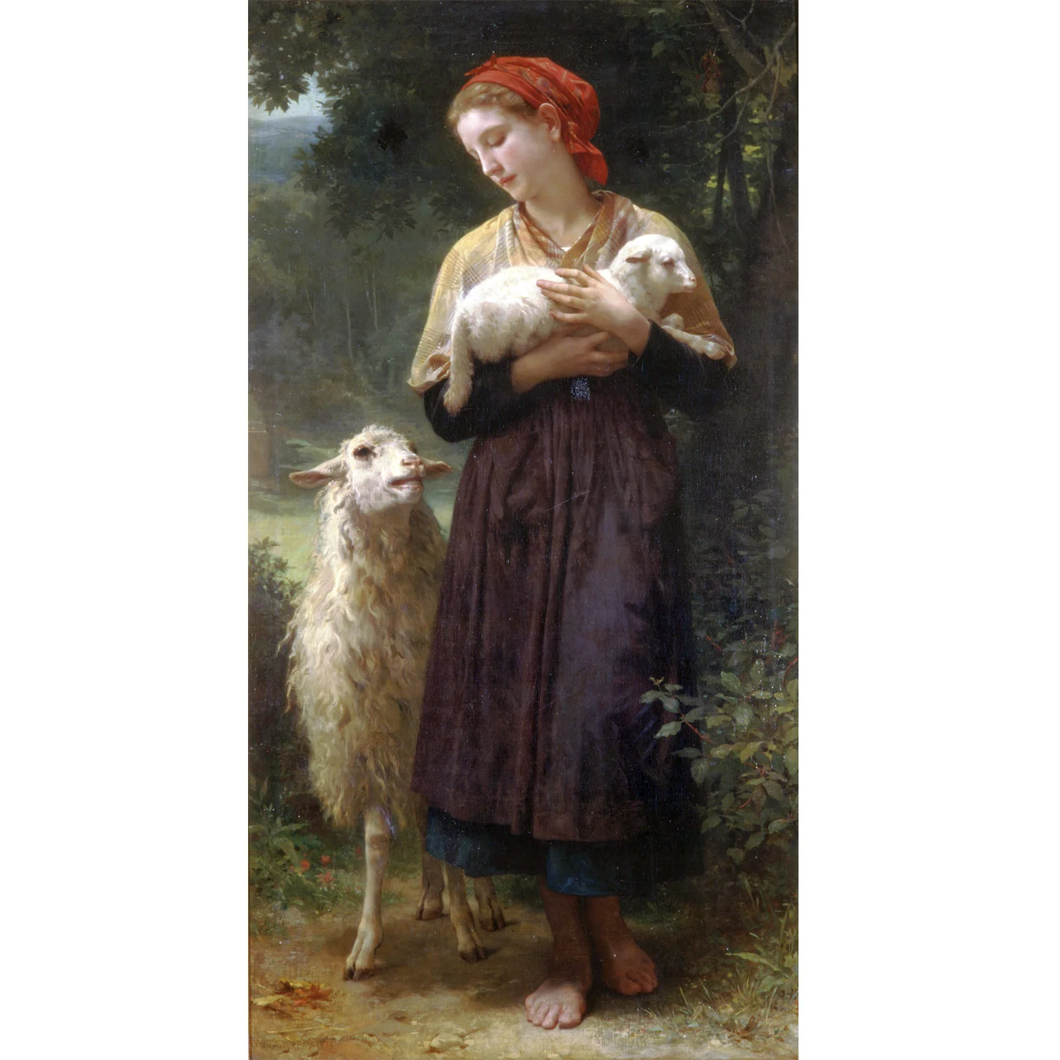 Pure hand painted high quality reproduction of The Shepherdess by William-Adolphe Bouguereau Academicism figure painting art