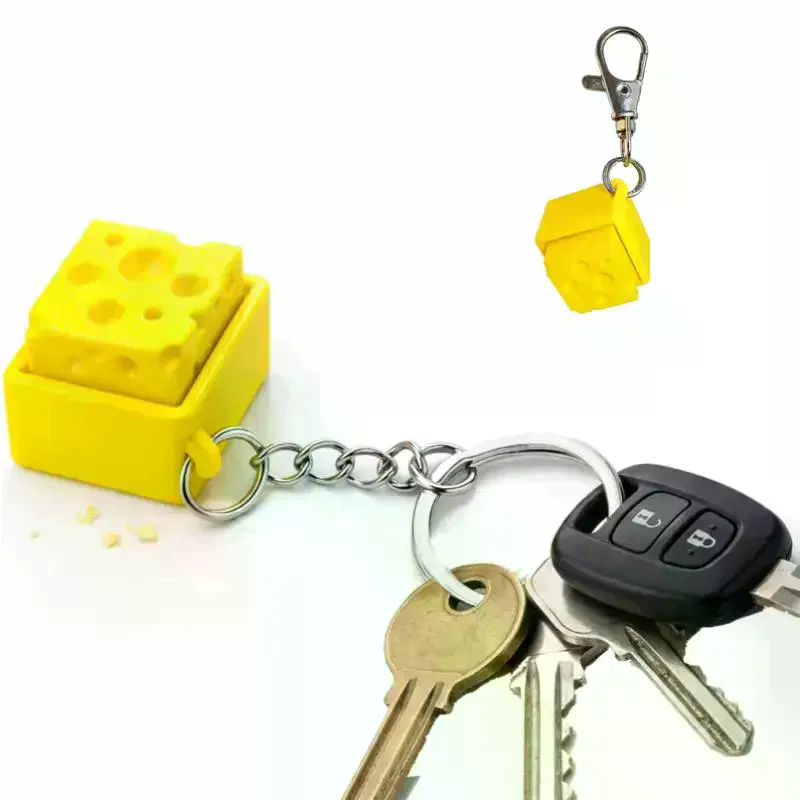 Cheese Key Chain Keyboard Stress Relief Fidget Button Cheese Keycap Fidget Clicker Keychain Keyboard Keychain Finger Toys Funny