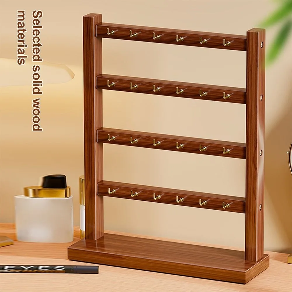 Wooden Bracelets Display Rack Jewelry Storage with Hooks Holder Practical Aesthetic Earring Display for Vendors for Craft Fair