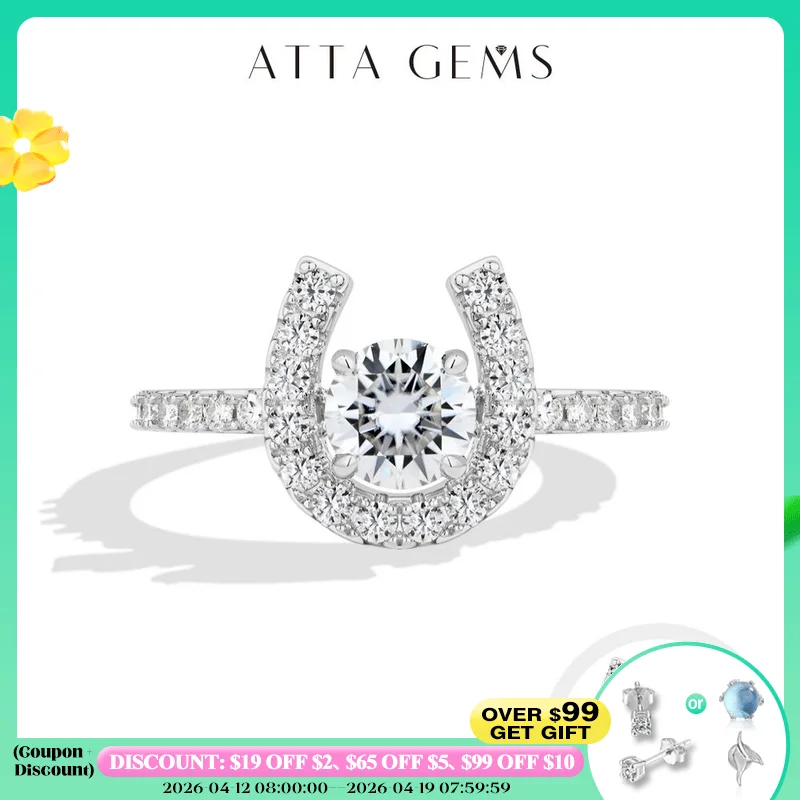 

ATTAGEM Horseshoe Moissanite Ring forWoman 925 Sterling Silver 18k Plated Personalized Ring Timeless Elegance for Every Occasion