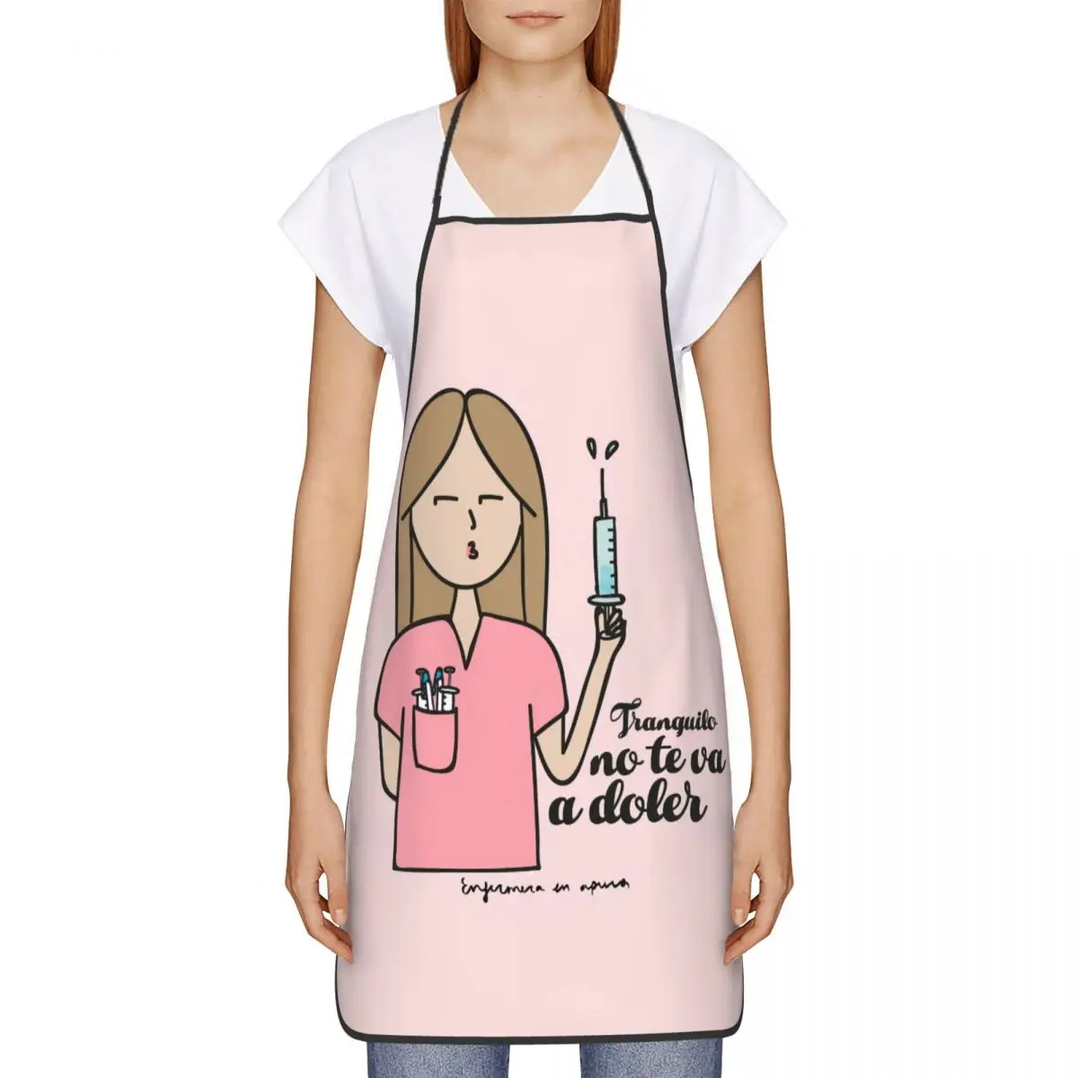 Custom Unisex Enfermera En Apuros Doctor Nurse Medical Bib Apron Adult Women Chef Tablier Cuisine for Cooking Kitchen Painting