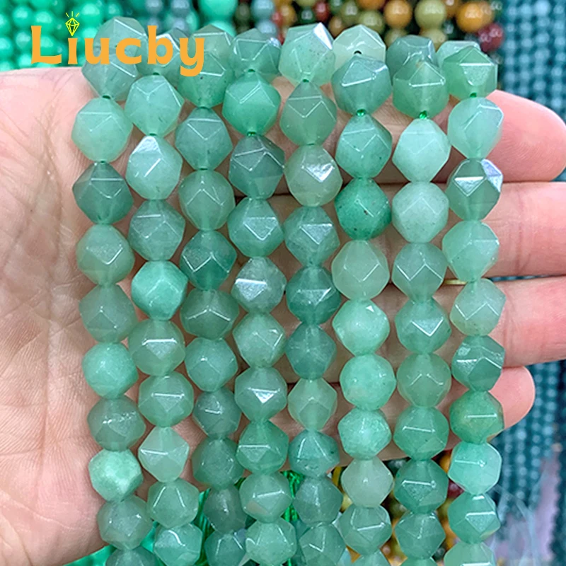 Natural Stone Faceted Green Aventurine Gem 5A Quality Beads For Jewelry Making DIY Necklace Charm Bracelet 15