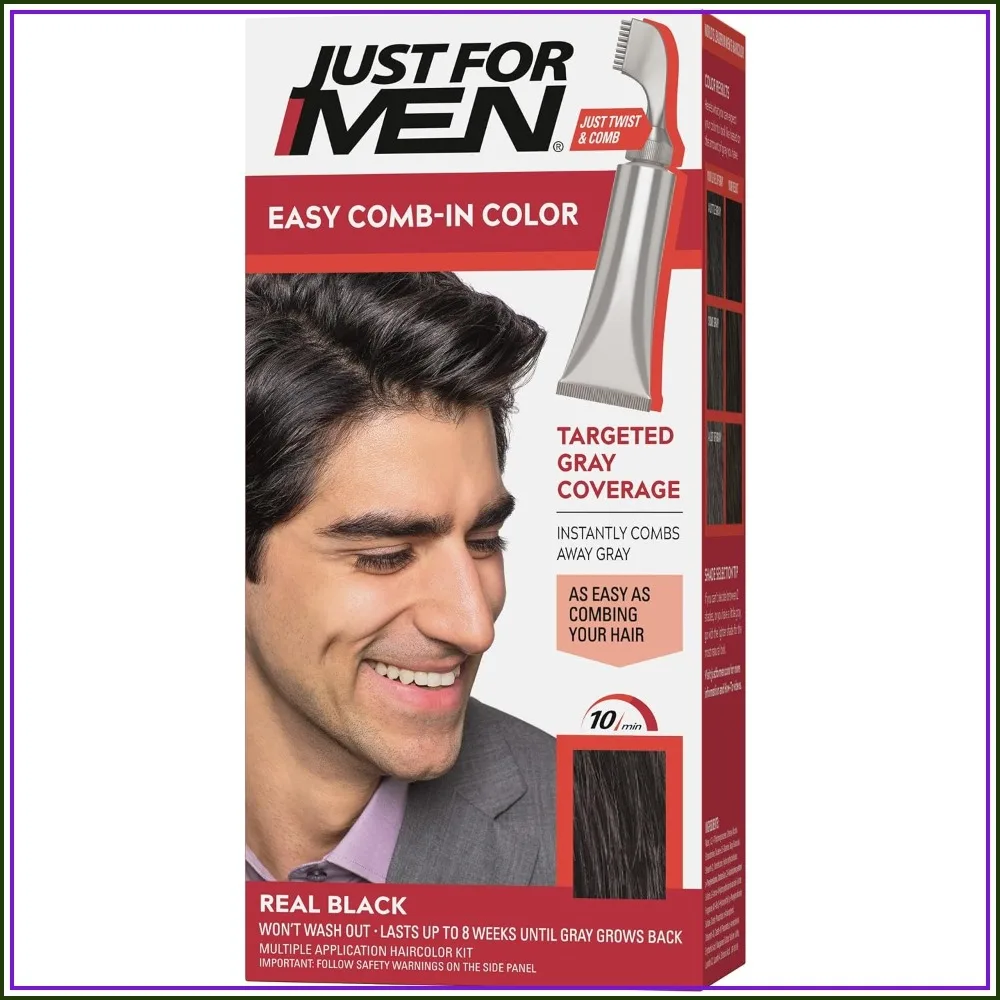 

Gray Hair Coloring for Men - Easy Comb-In, Real Black, No Mix, Lasts 8 Weeks