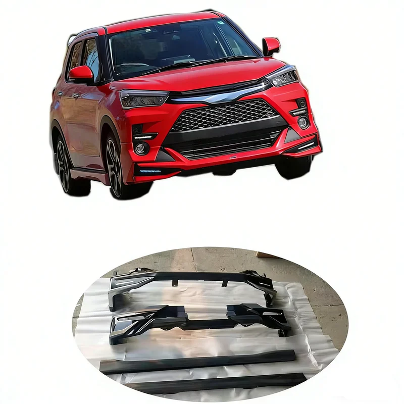 Car Accessories GT Style Unpainted ABS Lip & Side Skirt Conversion Kit for Raize 2019-2021