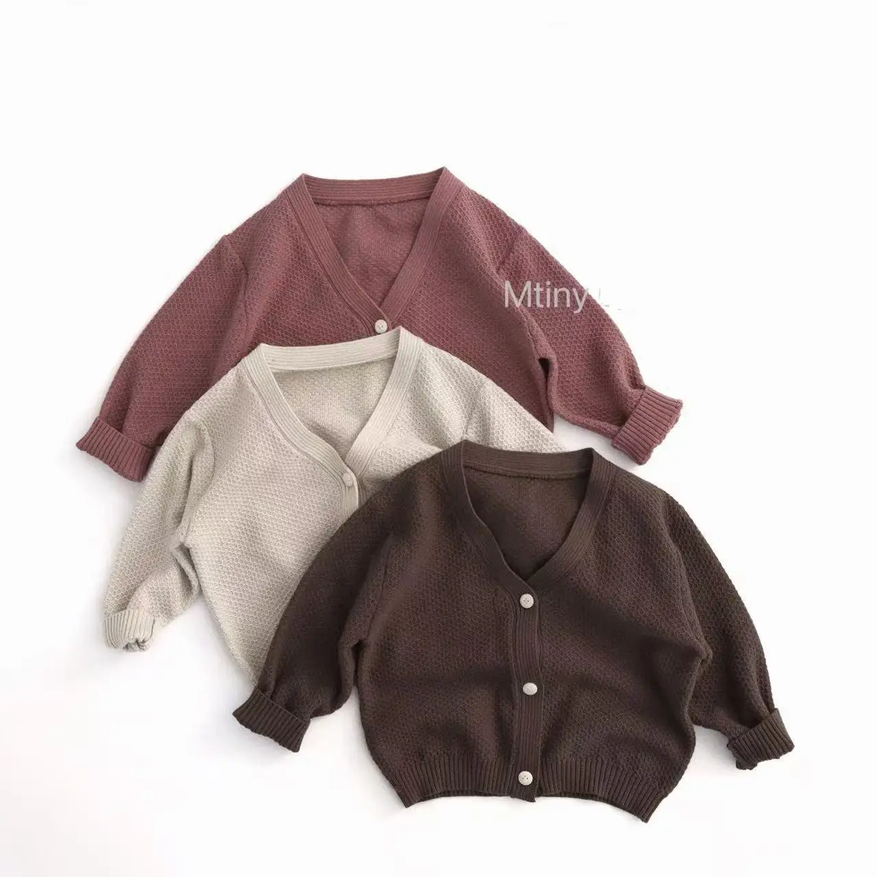 

2026 Spring Summer New Children Sweater Coat Cotton Boys Girls Knitted Cardigan Kids Solid Casual Knitwear Toddler Clothes