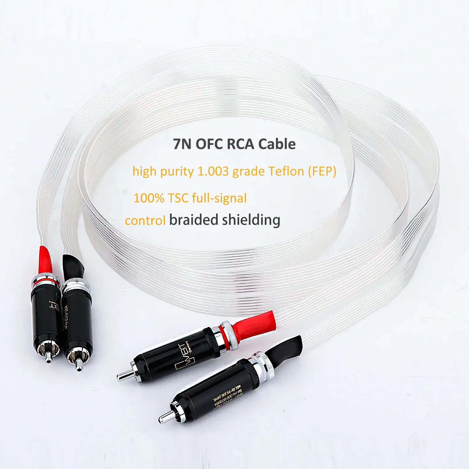 

RCA Cable 2 Rca To 2 Rca Stereo Cables 7N OFC Flat Belt Male To Male Interconnect audio cable for Speaker Box HDTV TV DVD AMP