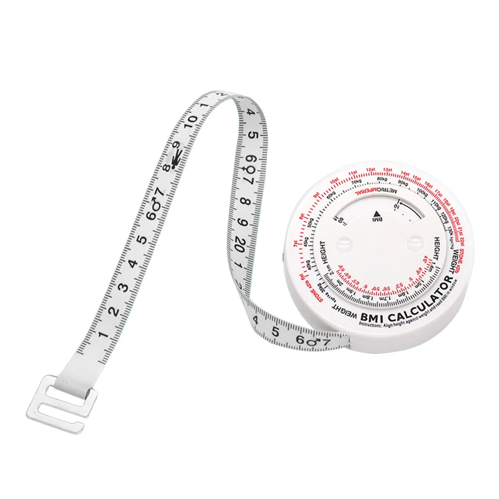 Body Measurement Tape 150cm with Retractable BMI Calculator and Locking Feature for Measuring Waist Chest Hip Thigh and Calf