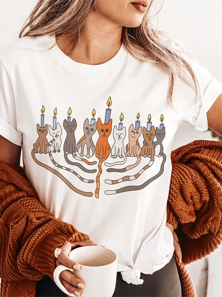 2024 Funny Hanukkah Shirt Cat Menorah Hanukkah Shirt Hannukah Sweater Hannukah Sweatshirt Chanukah Sweater Jewish Hanukkah Gift