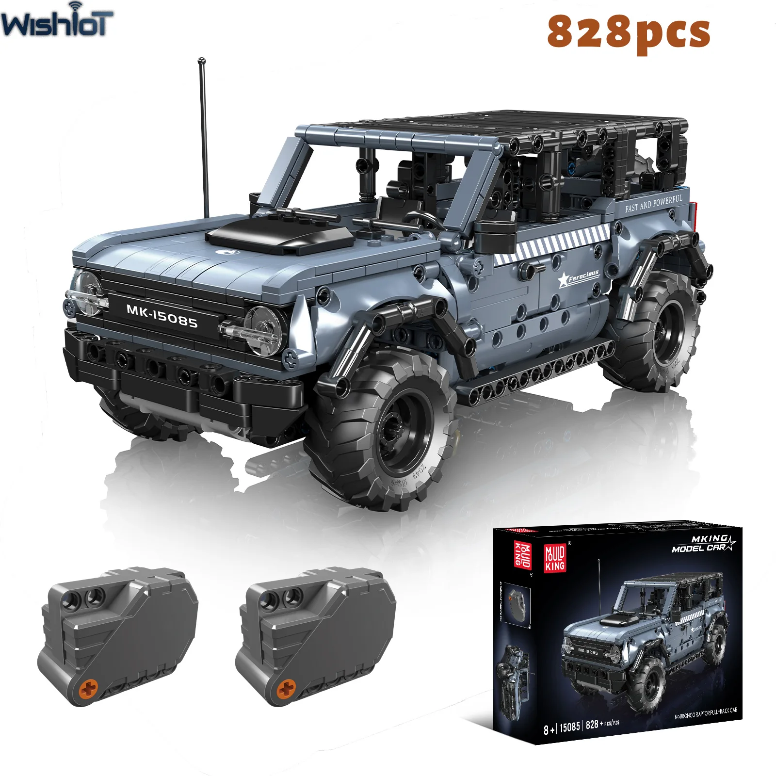 

Mold King 15085 No.Bronco Raptor, строительные блоки для автомобилей с откатом, модель внедорожника с откатным двигателем, детские кирпичные игрушки, подарки