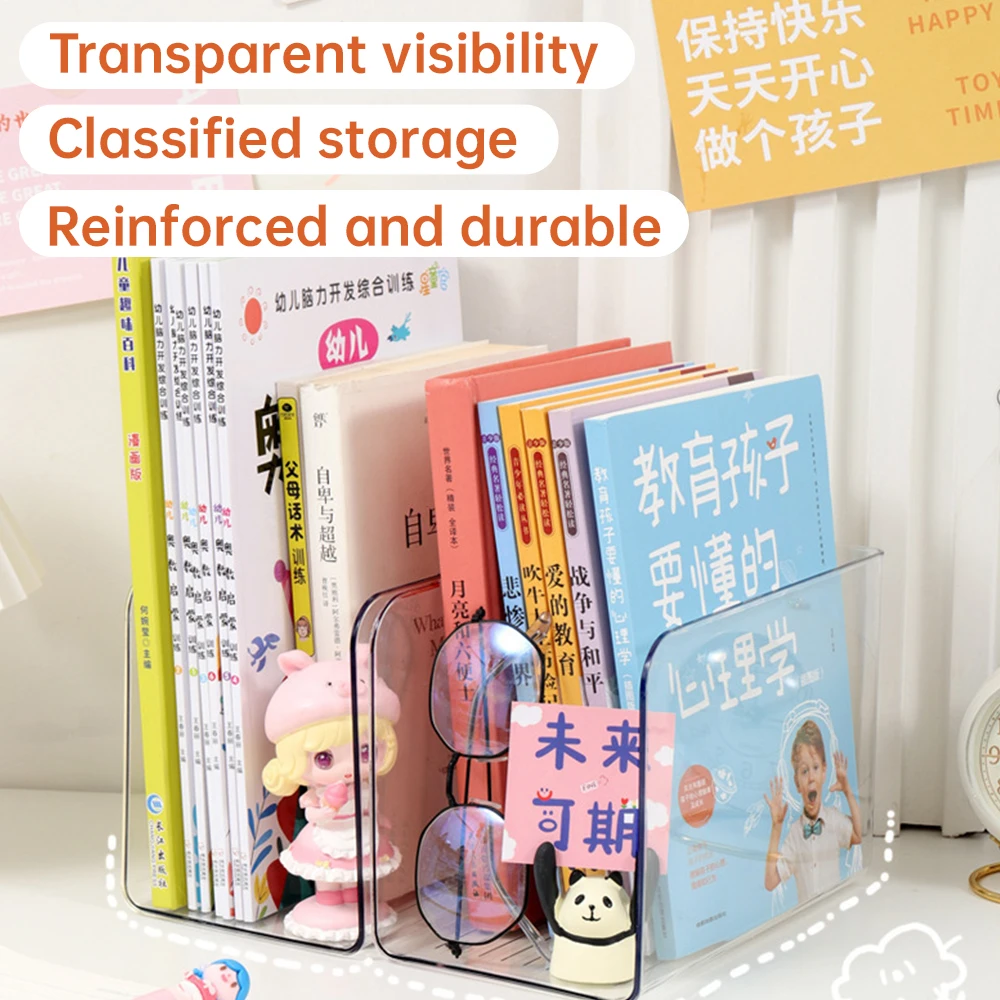 Transparent Acrylic Book Stand Reading Book Holder Desk Bookshelf Fixed Book Storage Rack Artifact Shelf Partition Desk