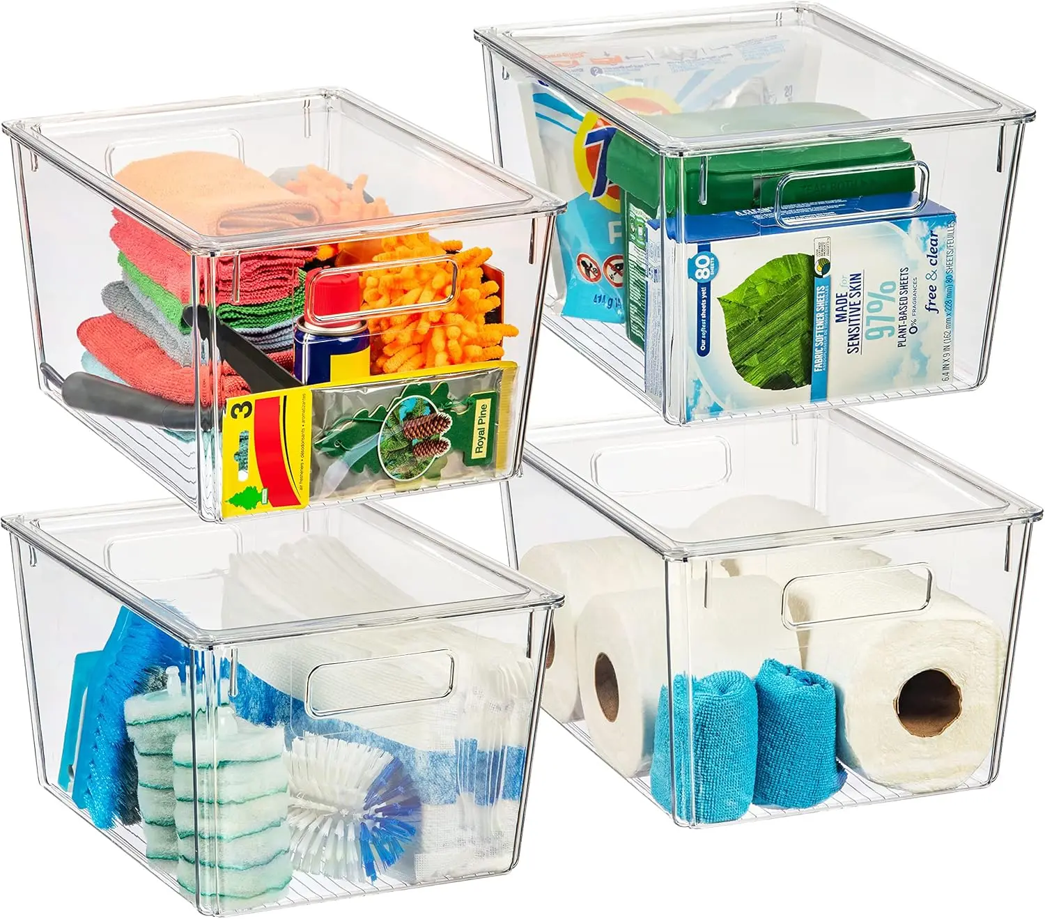

X-Large Plastic Storage Bins With Lids - Perfect for Kitchen, Pantry, Fridge Organization