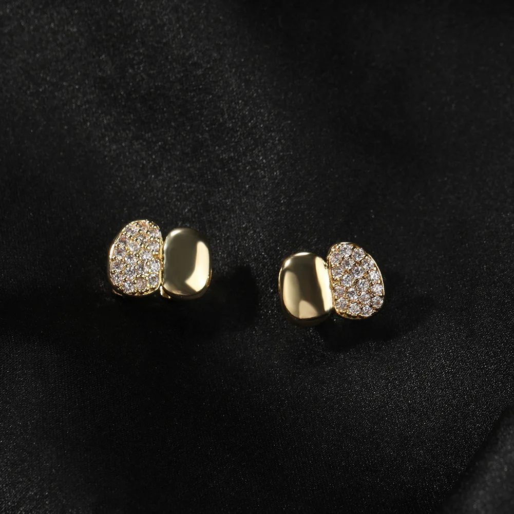 HIPHOP Accessories Cross-Border New Copper-Inlaid Zircon Smooth Double Braces, Hip-Hop Rap Trendsetter Dental Accessories