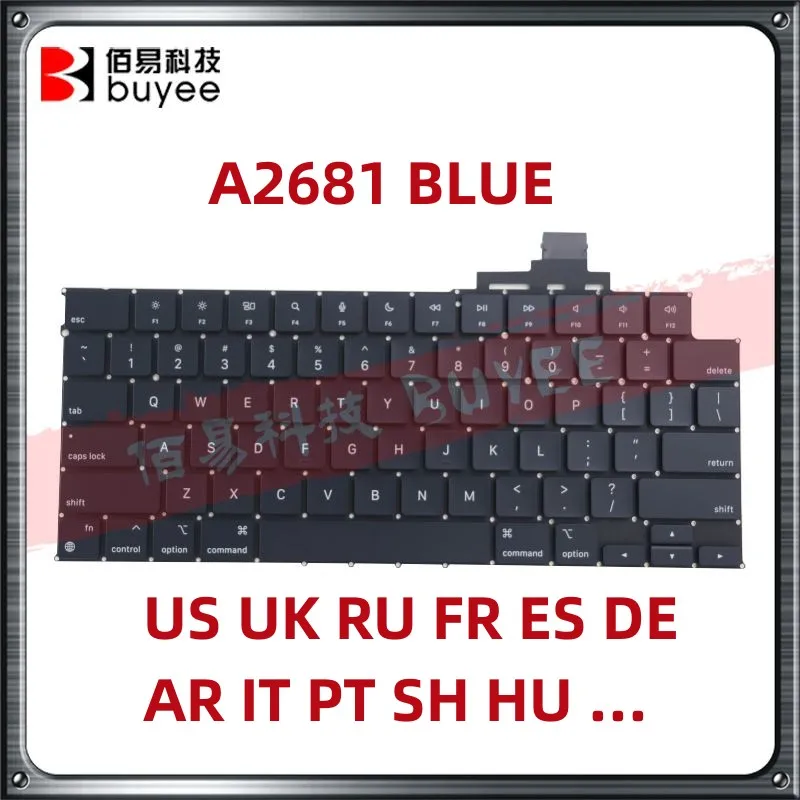 Original New US UK RU FR SP GE Italian Dutch Arabia Danish Swedish Keyboard Blue For Macbook Air Retina M2 13.6