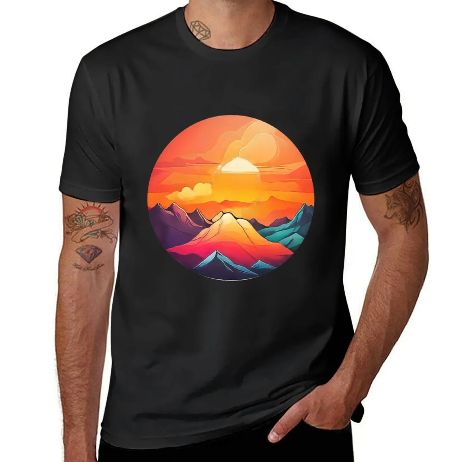 

Colorful Mountain O Logo Decal (972) T-Shirt anime clothes customs design your own summer clothes mens t shirt