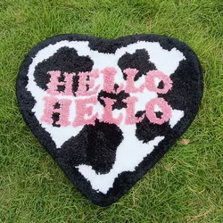 45x50cm Tufting Soft Carpet Love Heart Hello Letter Living Room Rug Bathroom Non-Slip Abosrbent Floor Mat Girls Bedroom Deco