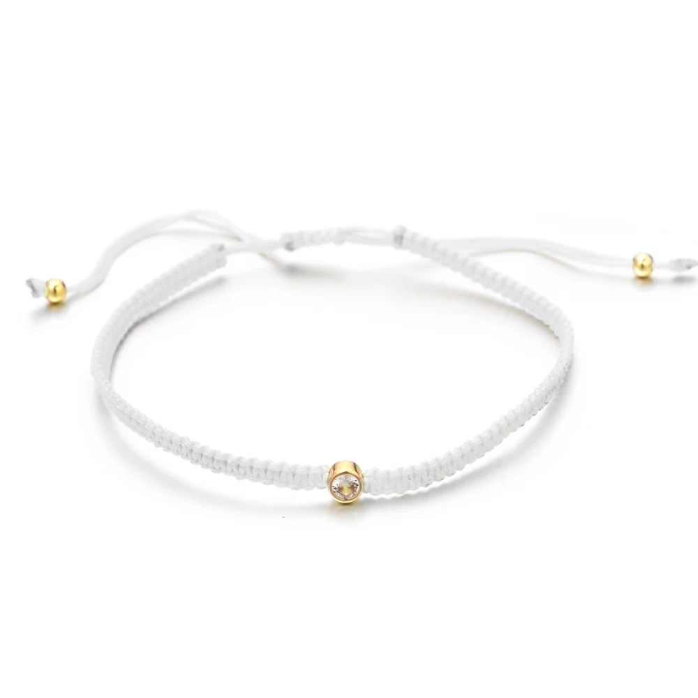 ZMZY Simple Cubic Zirconia Crystal Bracelet Colorful Jewelry Handmade Gift for Women Teen Girl Adjustable Rope Bracelets