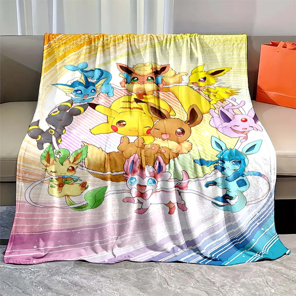 Large Size Pokemon Flannel Blanket Anime Eevee Printed Home Sofa Lunch Break Blankets Children Student Blankets Nap Cover Gift