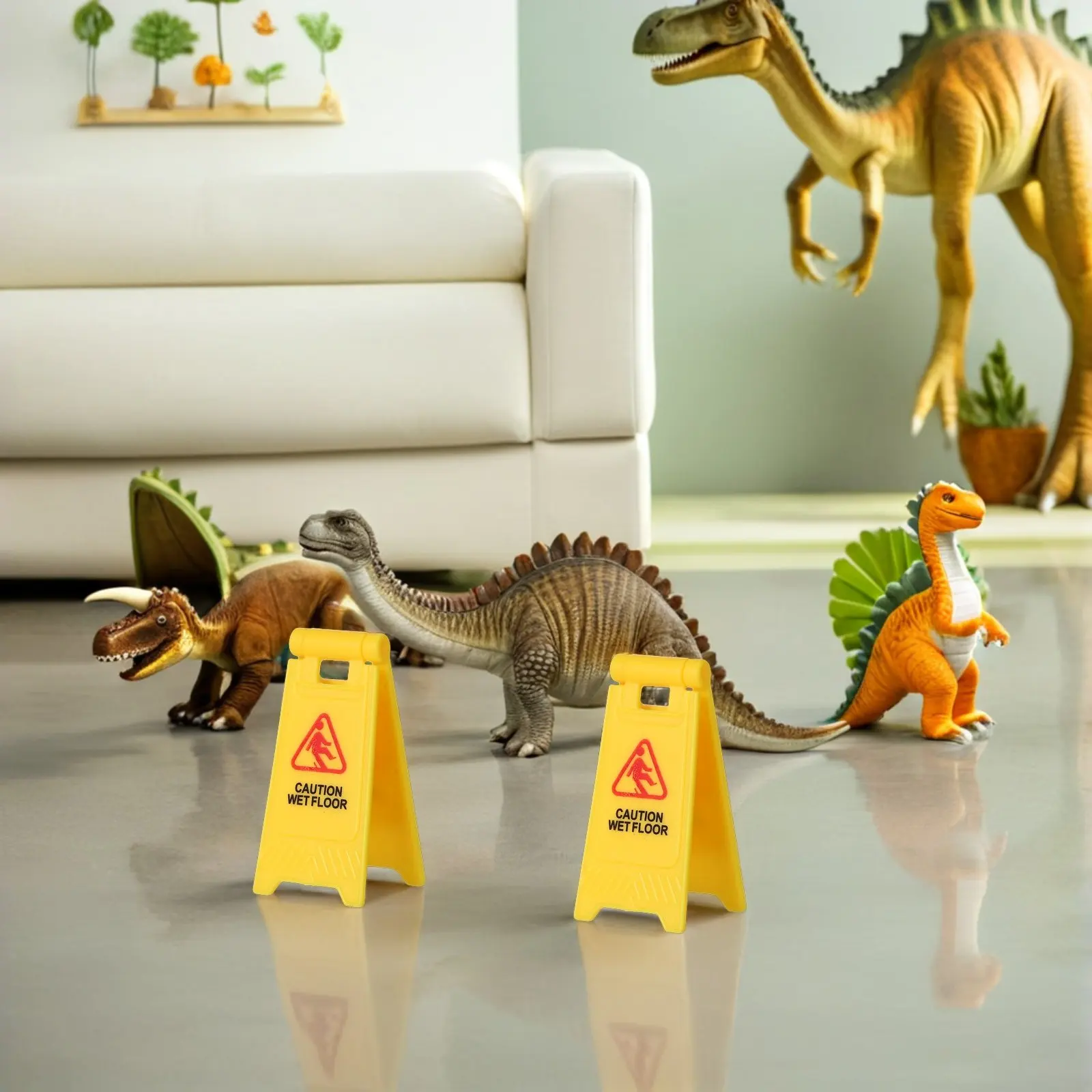 20Pcs Miniature Wet Floor Warning Signs Realistic Safety Education Set for Role Play Pretend Play Floor Safety Caution Roadblock
