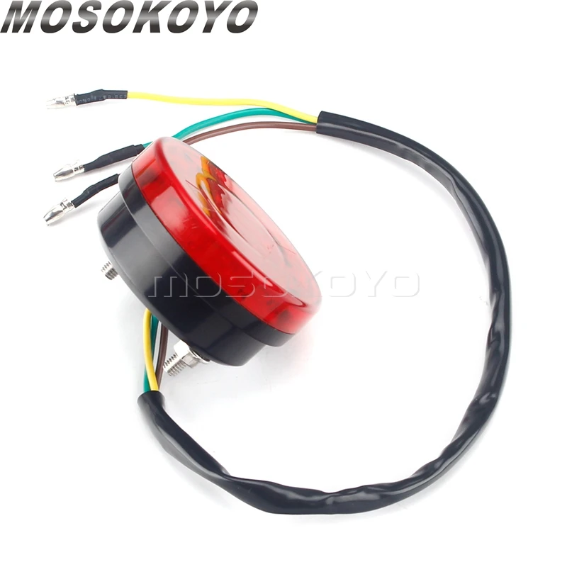Universal Round Motorcycle Tail Light LED Rear Stop Lamp Taillight For Harley Honda Cafe Racer Chopper Bobber Custom 12V ATV UTV