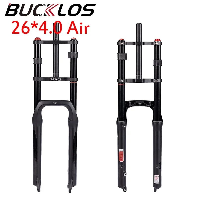 BUCKLOS 26*4.0 DH Fork Air Suspension Snow Beach Bike Fork Double Shoulder Downhill MTB Fork with 9*135mm 180mm Travel