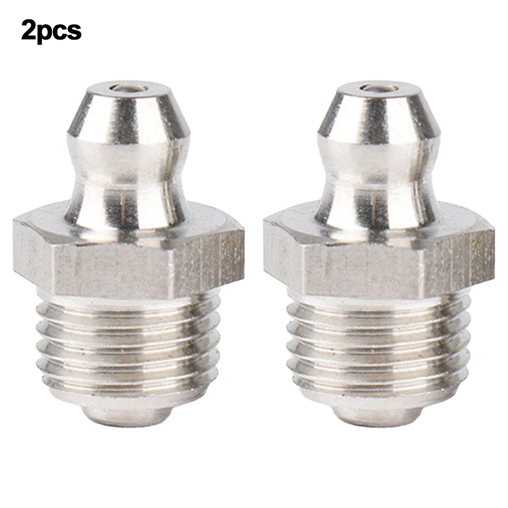 

2pcs Tips M10*1 Thread For Motorcycle Car Silver 15.5*10.5 Mm Easy Installation Straight Grease Nipple Set Equipment Parts