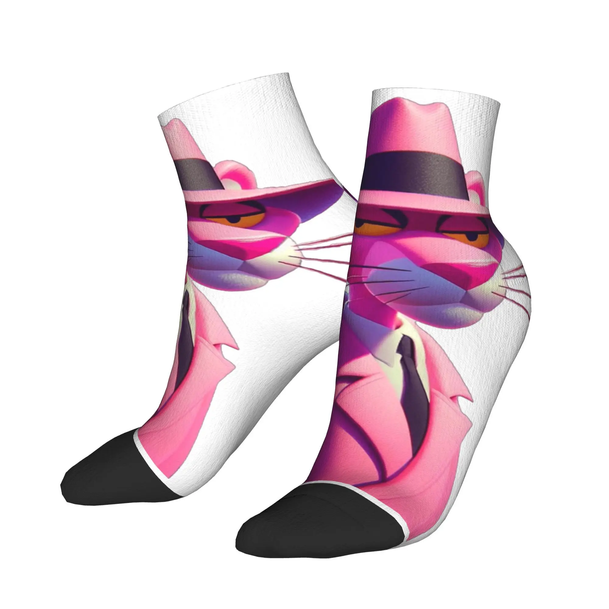 

Pink Leopard Detective Ankle Socks Cartoon Animal Soft Breathable Casual Socks Spring Climbing Graphic Non Slip Sock For Men