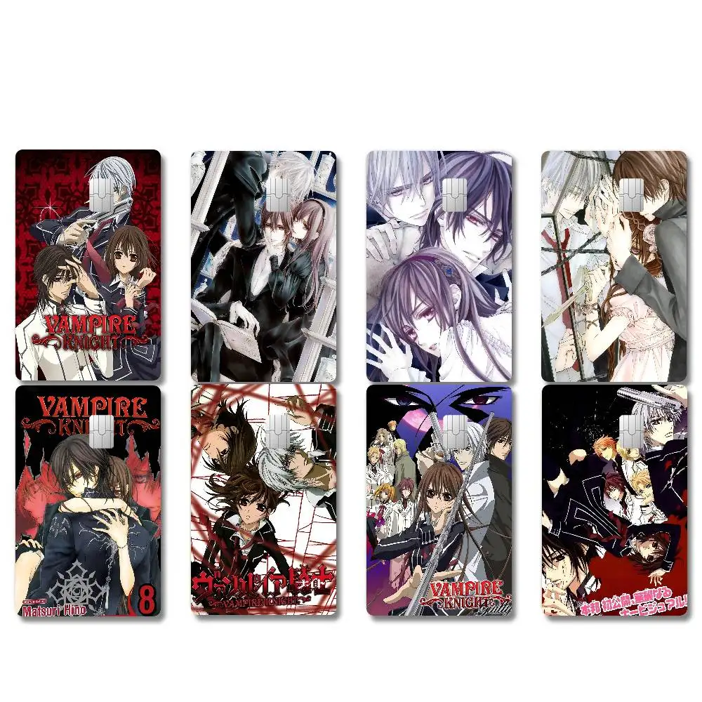 1PC Anime V-Vampire Knight Cartoon 4pcs 1Set Credit Card Skin Stickers For Bank Card Bus Metro Card Sticker Waterproof