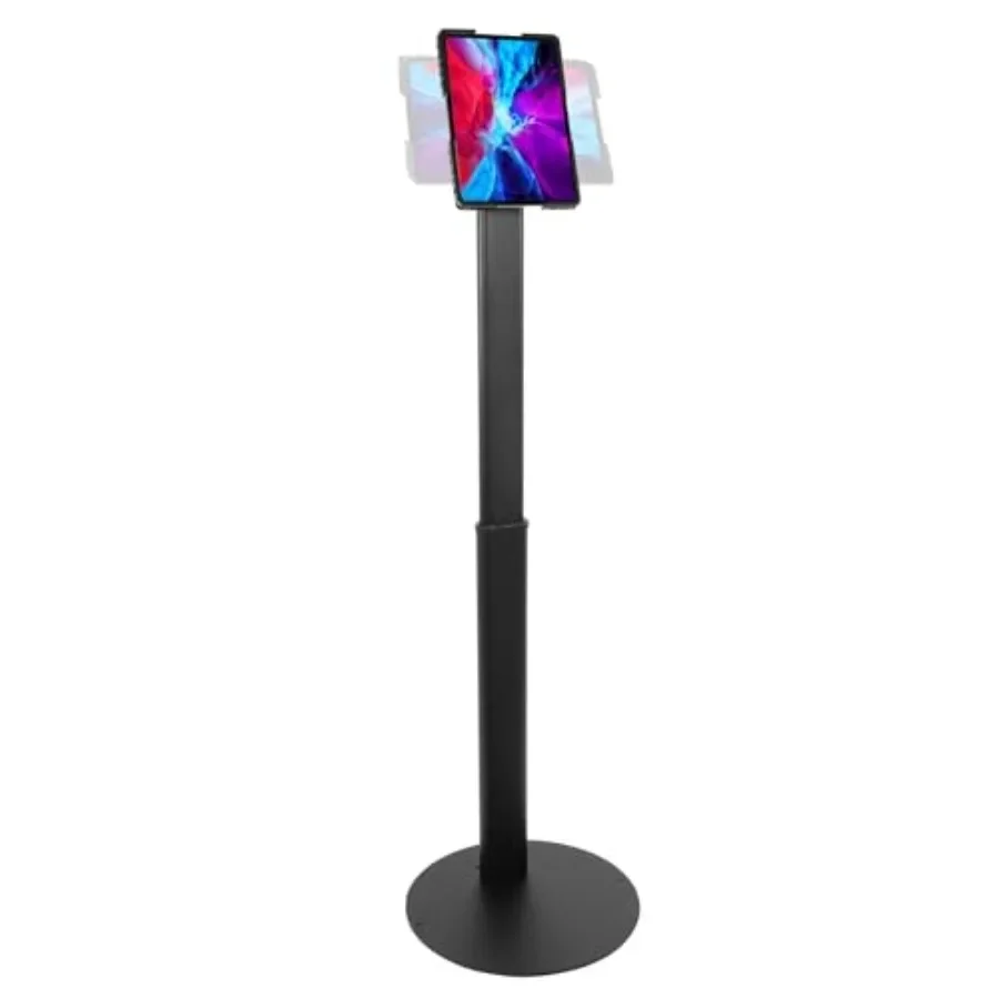 

Commercial kiosk stand for iPad, Galaxy Tab Surface Pro 9.713.1, anti-theft locking enclosure, aluminum alloy, black, height ad