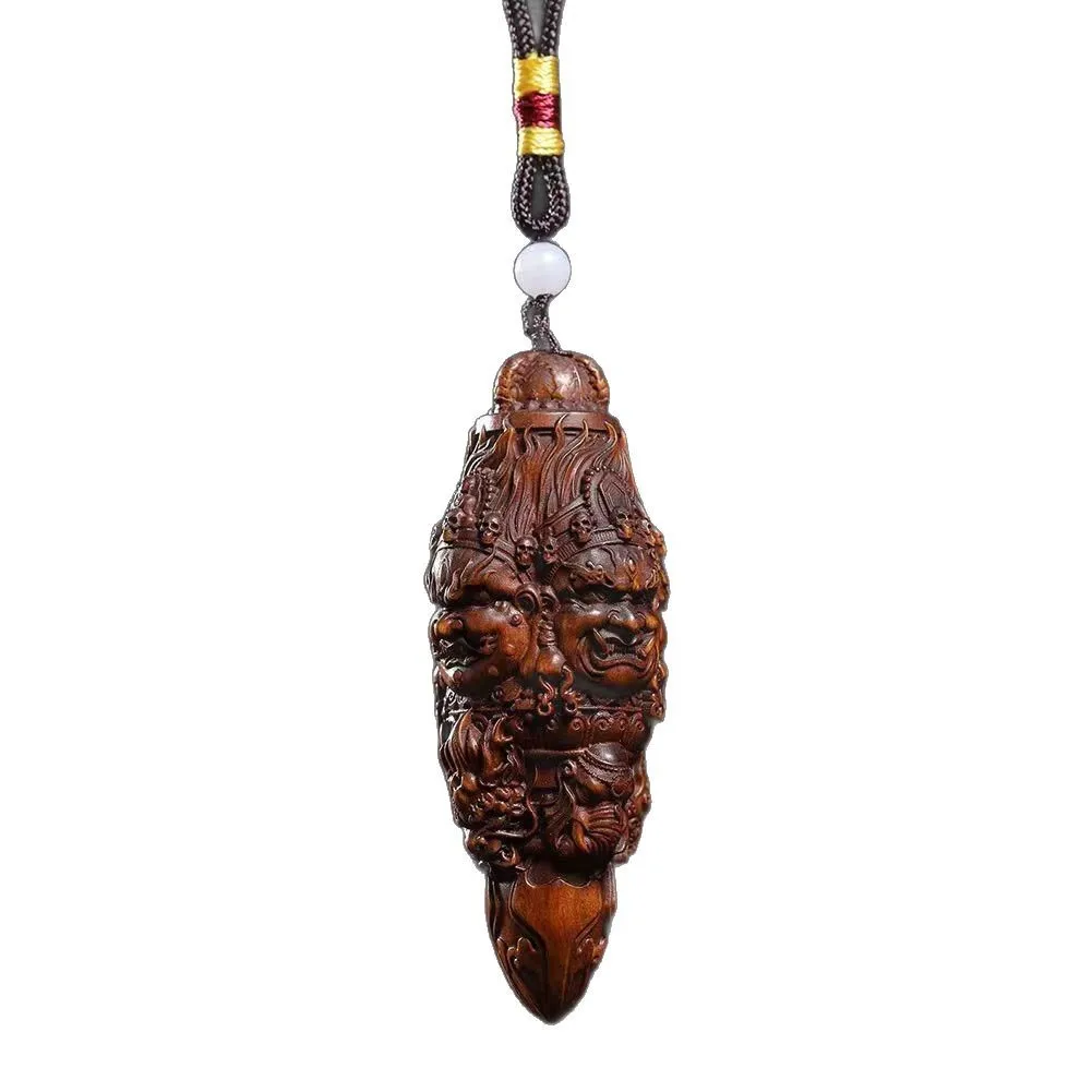 Hand-Carved Antique Boxwood Vajra – Buddhist Ritual Handheld Ornament – Solid Wood DIY Pendant for Home Decor or Craft Projects