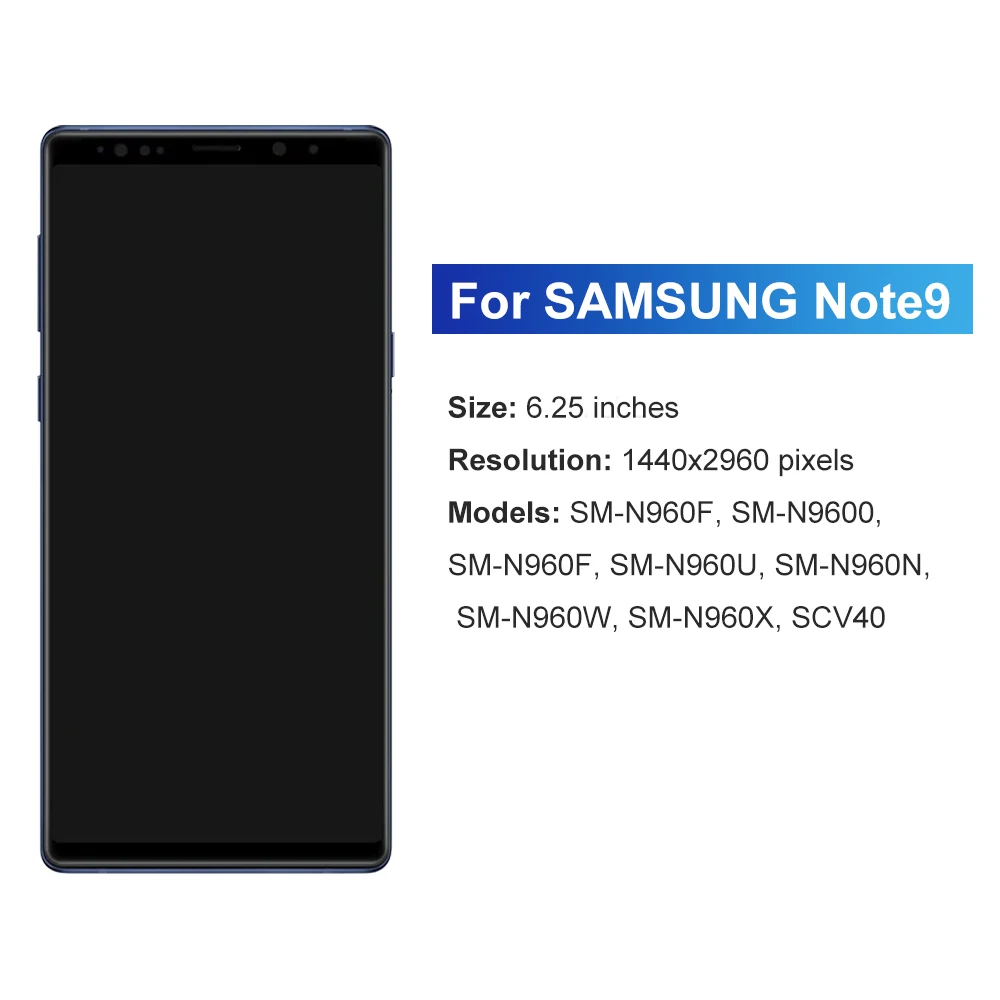 Note9 N960F N960F/DS TFT LCD Screen Assembly for Samsung Galaxy Note 9 LCD Display Touch Screen Digitizer with Frame Replacement