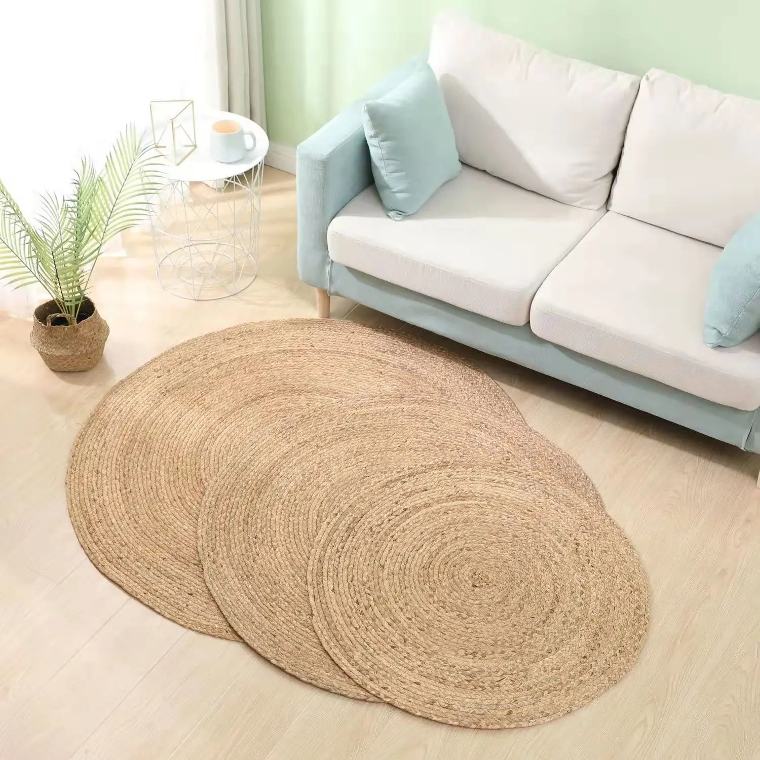 Water Grass Hand-woven Carpet Straw Jute Carpet Hotel Garden Style Living Room Coffee Table Water Gourd Carpet For Hotel