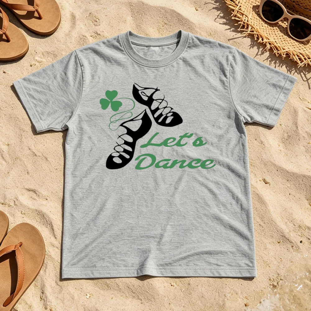 Let's Dance Black Irish Step Shoes Clover Graphic Women Elegant T Shirt Festival Performance Wear Soft Stretch Tops - view 6