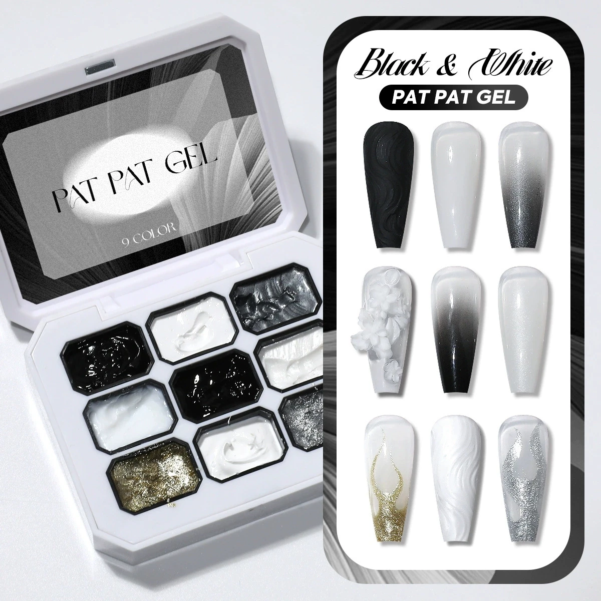 1pc black and white solid nail polish glue pat glue gypsum glue Y2K solid color shiny luster long-lasting DIY home salon ﻿ - Image 2