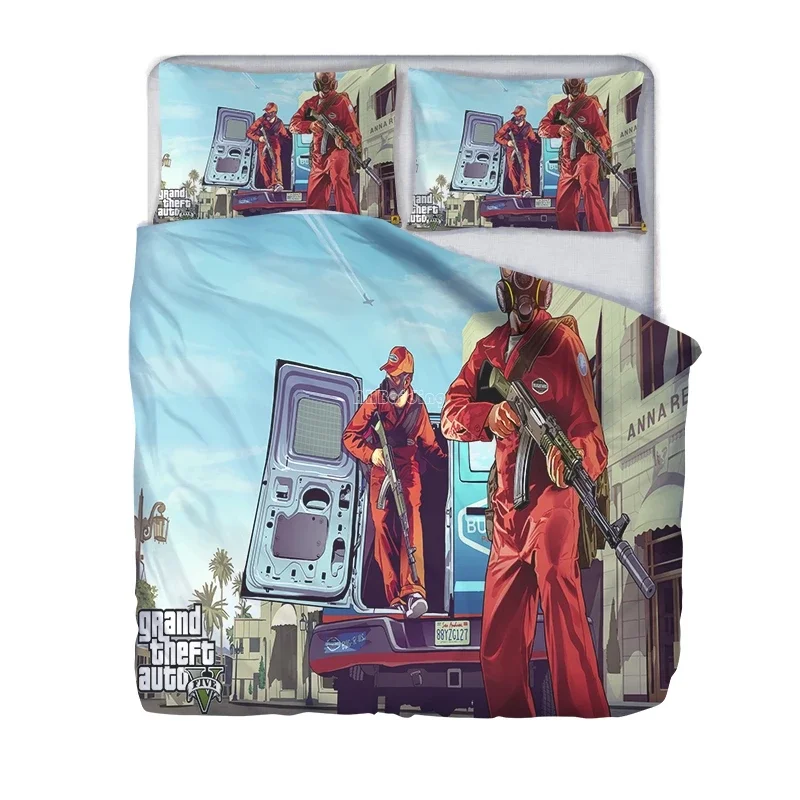 Hot Game GTA V Bedding Set Grand Theft Auto 5 Pattern Duvet Cover Pillowcase Twin Full Queen King Cartoon Bed Linen Bedclothes