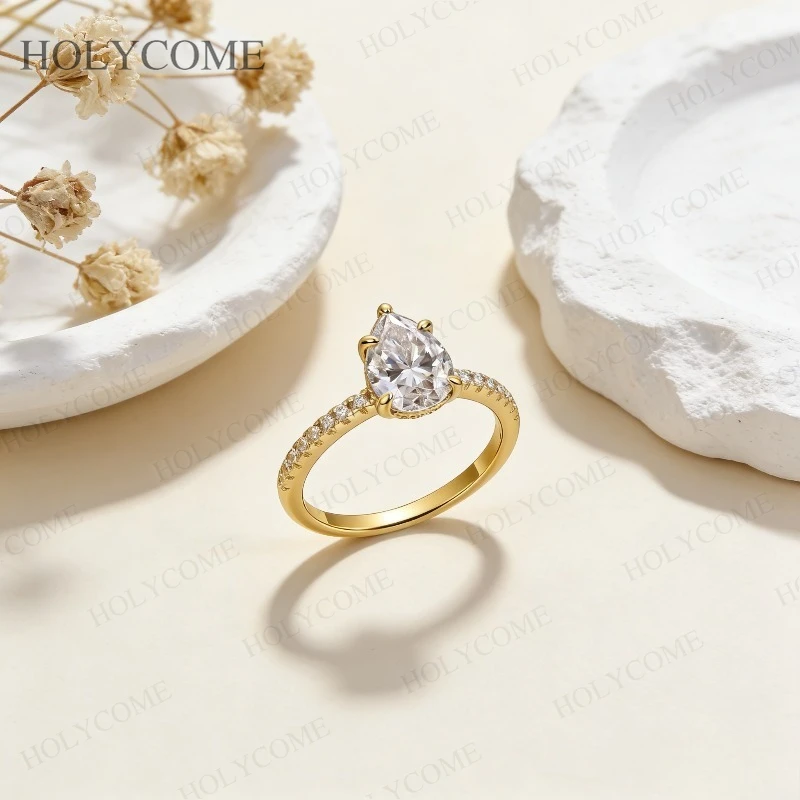 

925 Sterling Silver Moissanite Ring 5-Prongs Design for Women D Color VVS1 Engagement Wedding Promise Band Fine Jewelry Gift