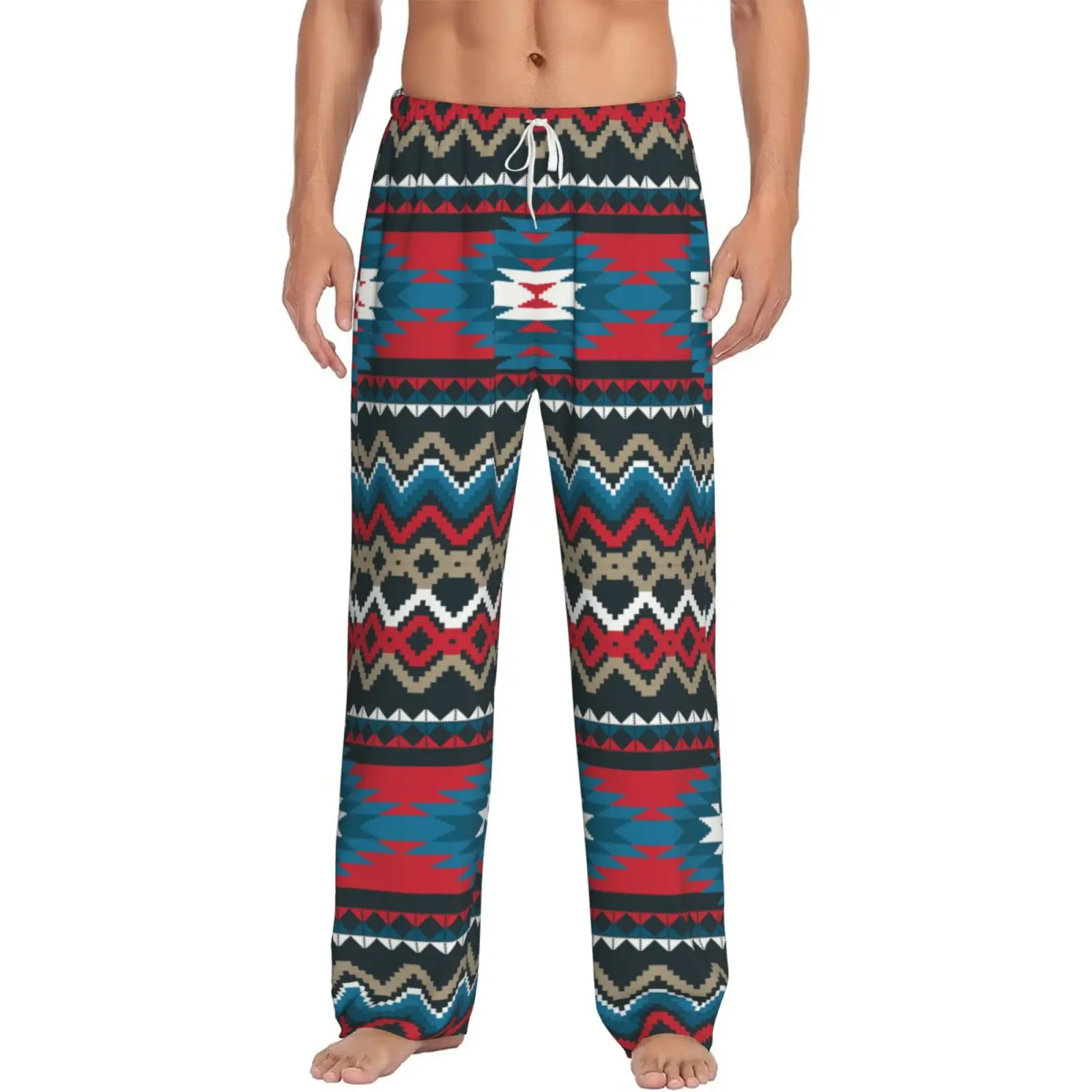 

Мужские домашние спальные брюки по индивидуальному заказу с милым индийским узором в индейском стиле с карманами, высококачественные спальные брюки