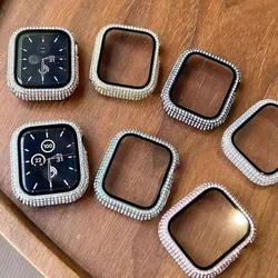 Diamond Cover For Apple watch Case 45mm 41mm 44mm 40mm 42mm 38mm Bling Bumper Screen Protector Glass iWatch serie 9 7 3 8 5 6 se