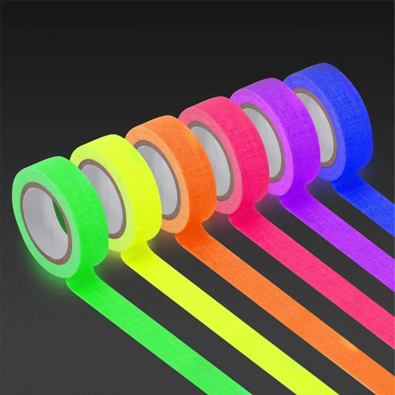 Fluorescent Cotton Tape Neon Gaffer Self Adhesive Under UV BlackLight Reactive Sticker For Photography Home Decor DIY Crafts
