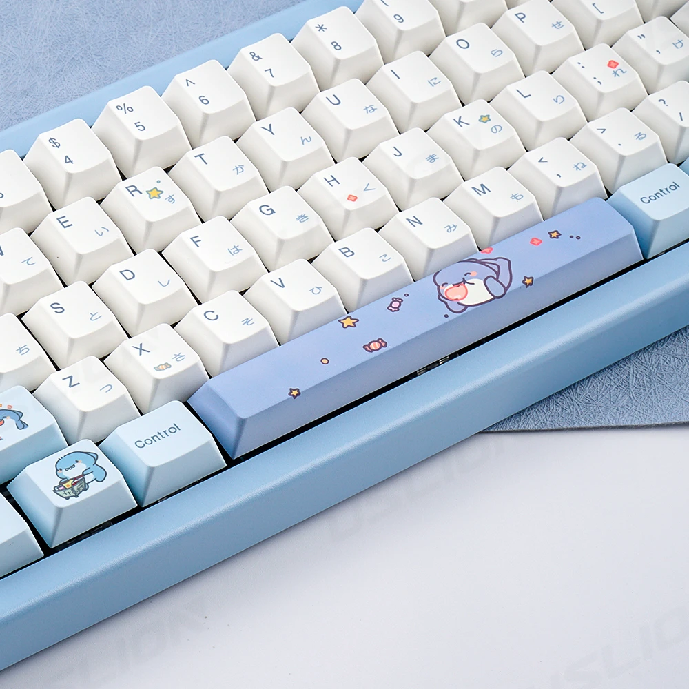 131 Keys Cute Shark Theme PBT Keycaps Blue DIY Custom Japanese Korean Cherry Profile Key Cap For MX Switches Mechanical Keyboard